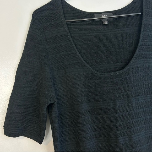 MWT Mossimo Black Knit Stretch Short Sleeve Fit & Flare Dress Size XXL - Picture 3 of 8